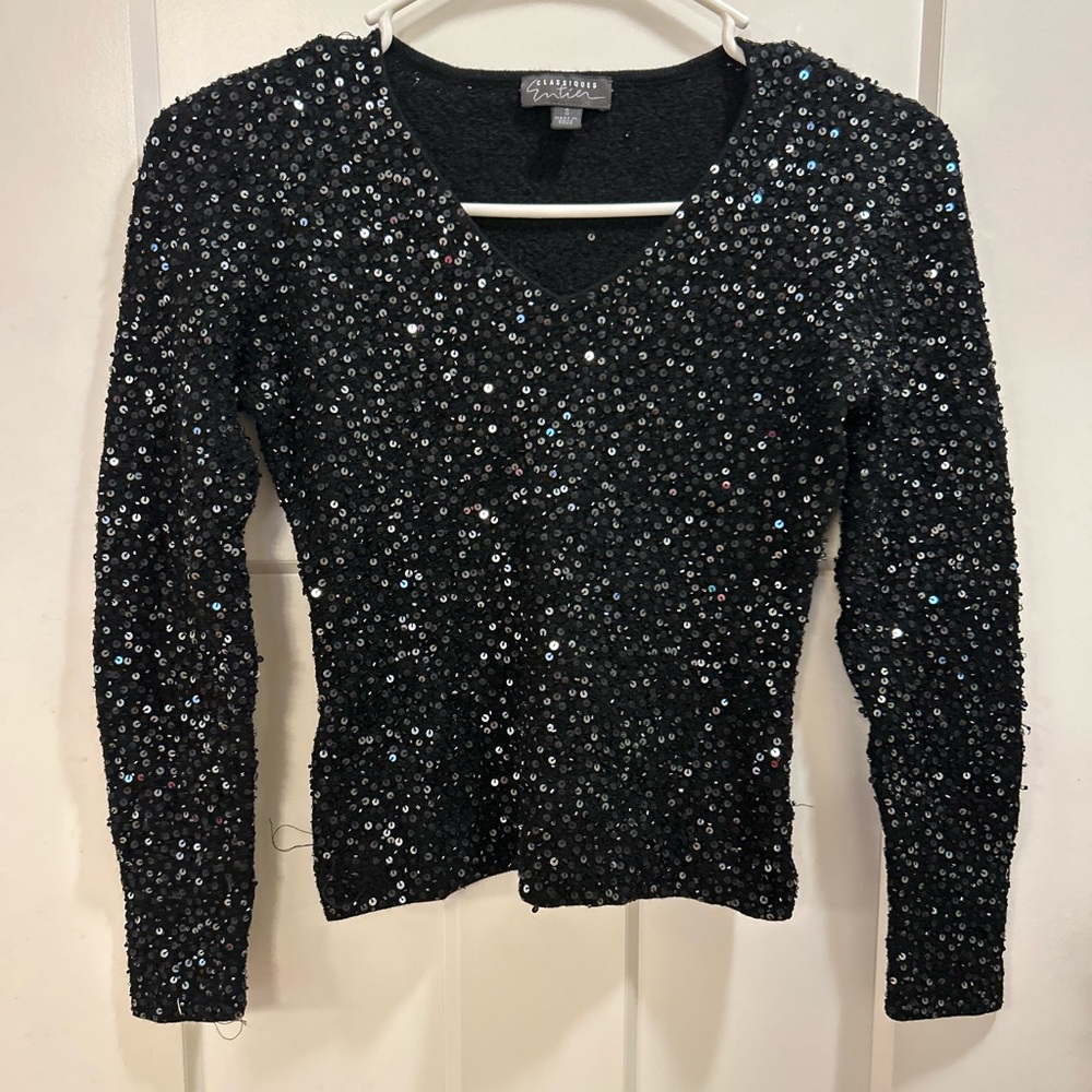 Black Sequin Women's Top